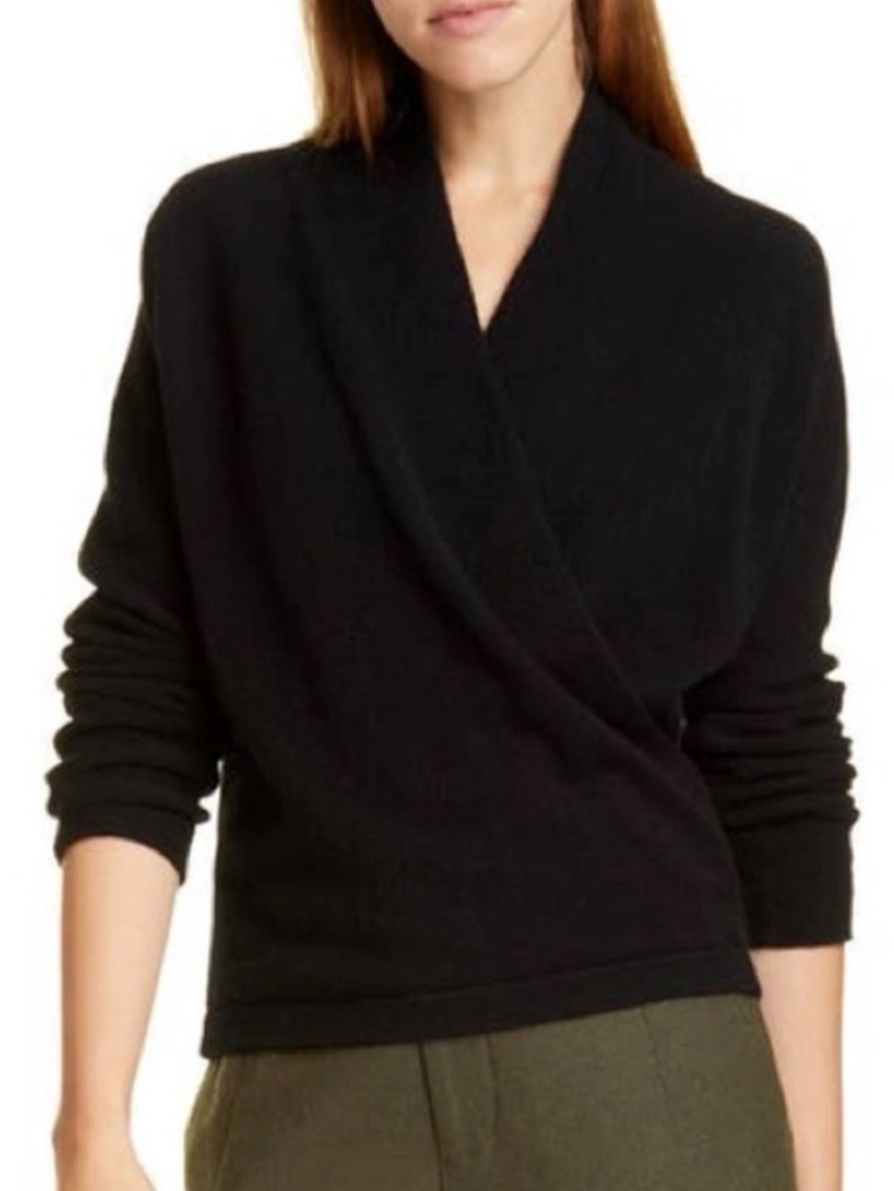 Vince 100% Cashmere Sweater Womens XS Black Wrap Soft Quiet Luxury Preppy